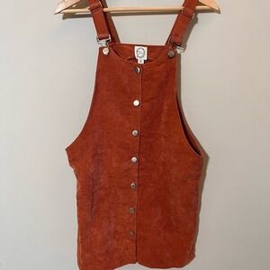 Francesca's Blue‎ Rain Terracotta Corduroy Button-Up Midi Jumper Dress